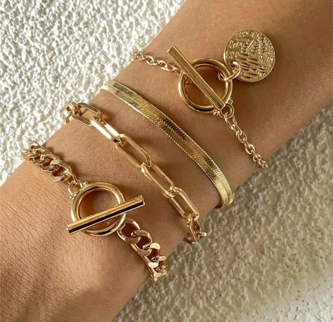 Golden Bracelets Set