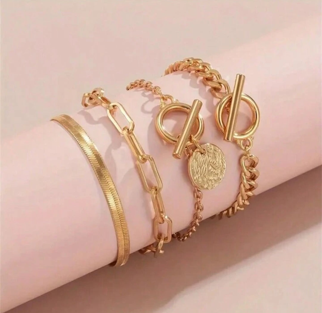 Golden Bracelets Set